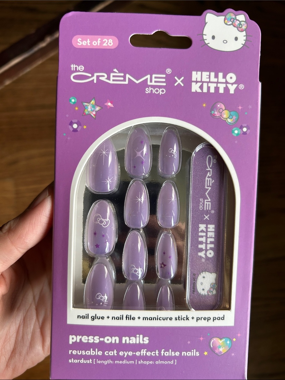 The Crème Shop x Hello Kitty Purple Press-On Nails set NWT Lavender